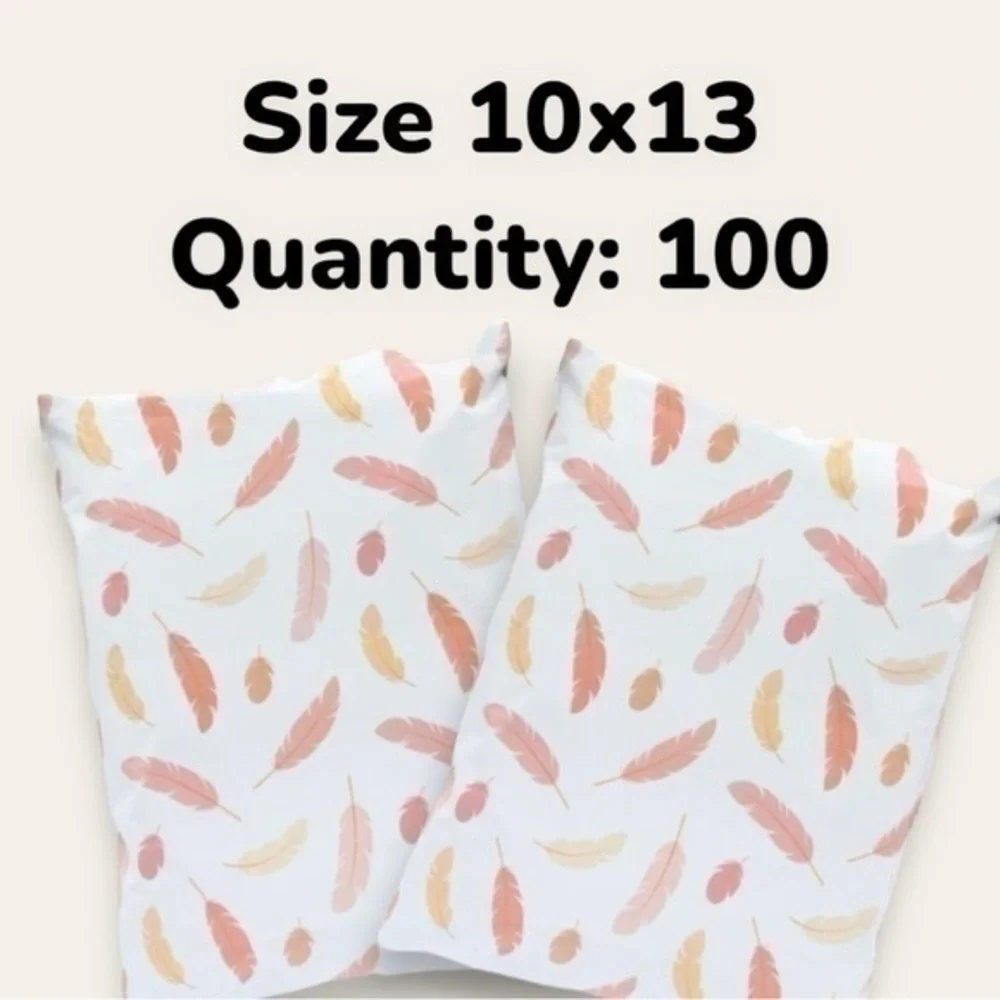 10x13 - 100 Pack PolyMailers, The Boho Feather! Shipping Supplies, Mailers